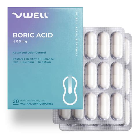 Amazon.com: VWELL Boric Acid Vaginal Suppositories 30 Counts Blister Pack - Maintains and ...