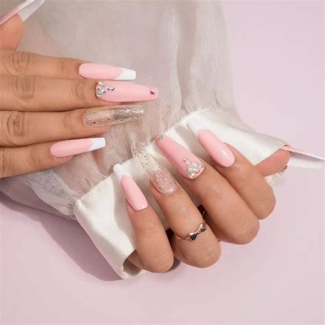 Nude White Wedding Long Fake Nails – Nailknack
