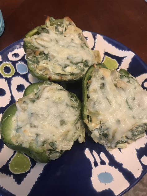 334 Calories for Spinach Artichoke Stuffed peppers! [vegetarian and ...