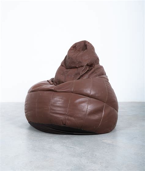 De Sede Brown Leather Patchwork Bean Bag, Pouf, 1970s, Switzerland – DERIVE
