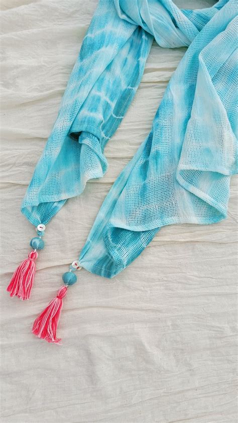 Blue tie&dye pure cotton scarves and stoles online at bebaakstudio.com ...