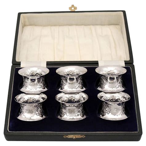 Set of 6 Sterling Silver Hermes Napkin Rings at 1stDibs