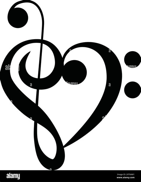 Music notes heart vector illustration. Heart formed from a treble clef ...