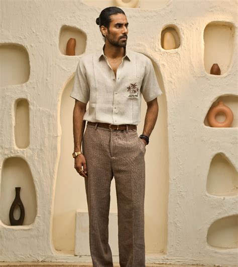 Buy Natural Shirt with Hand-Painted Tropical Motif | Albino Lifestyle