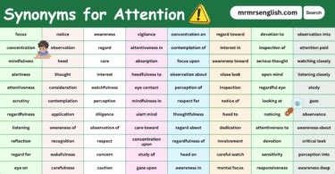 Synonyms for Attention in English with their Pictures - MR MRS ENGLISH