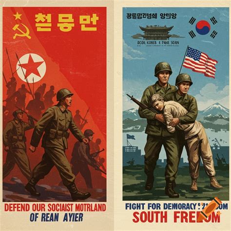Korean War posters depicting both sides of the Cold War on Craiyon
