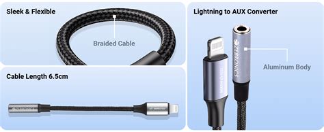 ZEBRONICS LTAux10, Lightning to 3.5 mm Converter, Built-in DAC Chip ...