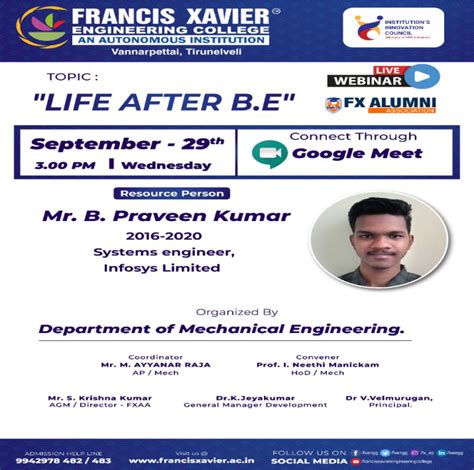 Life After B.E | News & Events | Francis Xavier Engineering College ...