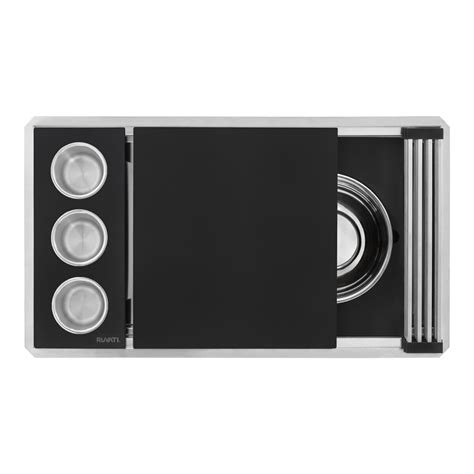 Ruvati 17 x 16 inch Black Composite Dual-Tier Cutting Board for Ruvati ...
