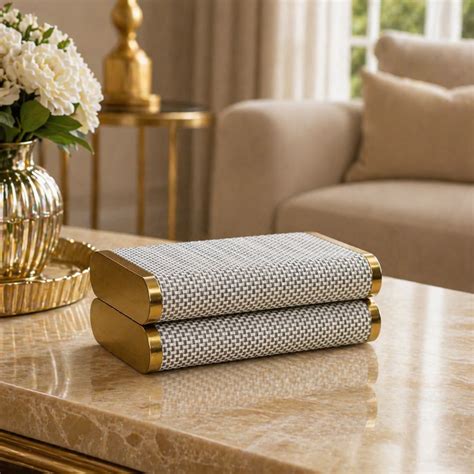 Jewellery Boxes | Luxury Time Piece/Jewel Box - Beige and Gold