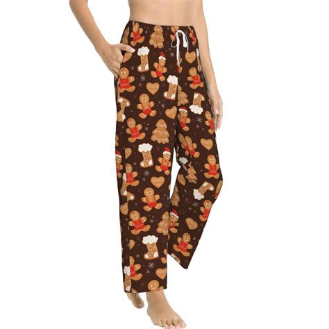 Fotbe Christmas Gingerbread Cookies Women's Pajama Pants,Sleepwear ...