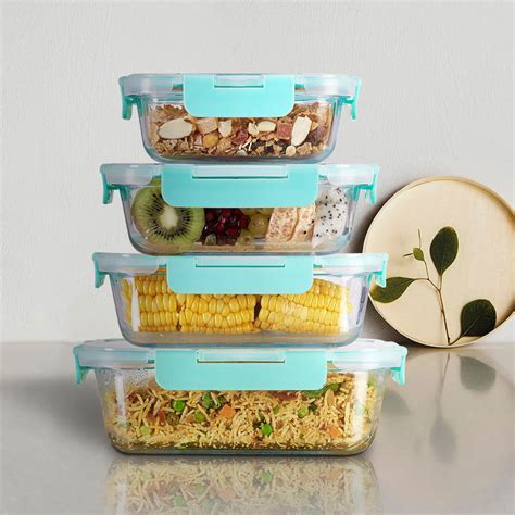 Glass Container 370ml, 640ml, 1040ml, 1520ml Allo Microwave Oven Safe ...