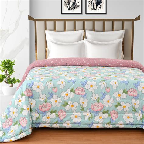 Olive 180 GSM Reversible AC Comforter for Double Bed by Florida (Blue ...