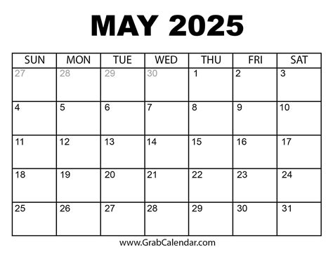 May 2025 Calendar - 2025 Calendar Printable