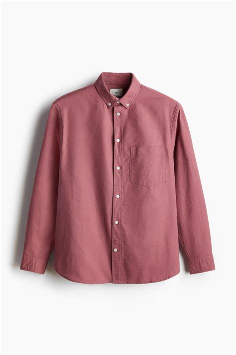 Men’s Raspberry red Regular Fit Oxford shirt | H&M IN