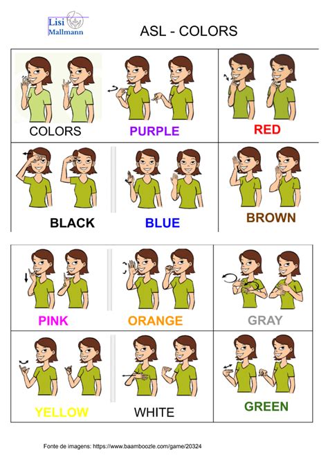 Image result for Basic ASL Colors
