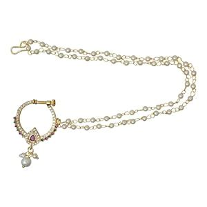 Buy Meira Jewellery A.D.Diamond Alloy Gold Plated Pearl with scrue ...