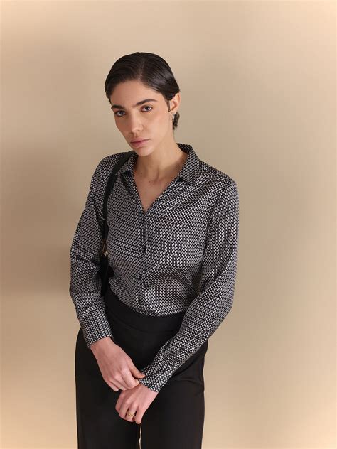 Buy Black Satin Retro Print Shirt Online | FableStreet