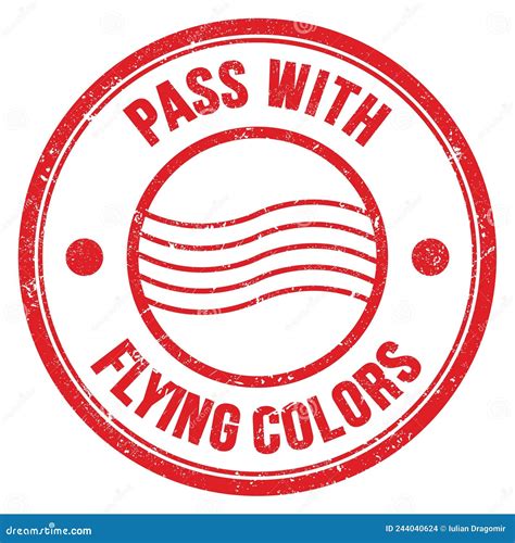 PASS with FLYING COLORS Text on Red Round Postal Stamp Sign Stock ...