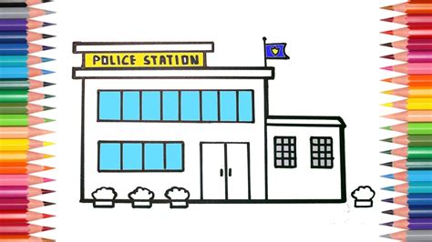 🎨Police Station Drawing Easy | Police Station Drawing Simple | How To ...