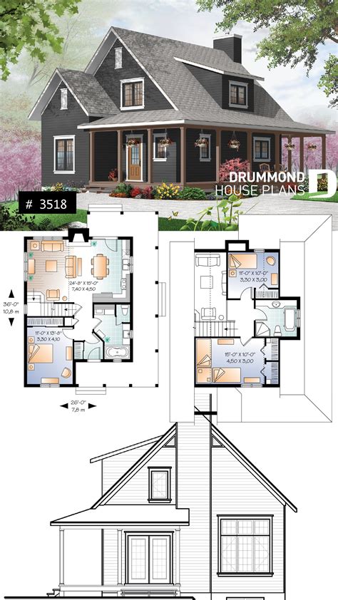 open floor plan: Beautiful farmhouse cottage house plan with wraparound ...