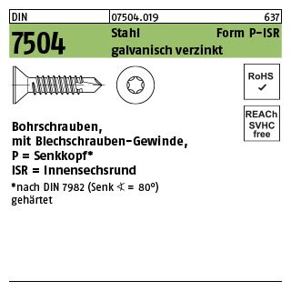 DIN 7504 Bohrschrauben, Stahl P 6,3x80-T30 gal Zn, SEKO