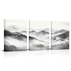 HOMEOART Mountain Wall Art Nature Landscape Painting Wall Decor, Framed ...