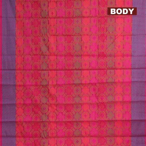 Semi chanderi saree pink shade and with allover thread weaves and wove ...