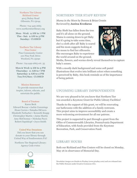 Library Newsletter - Northern Tier Regional Library