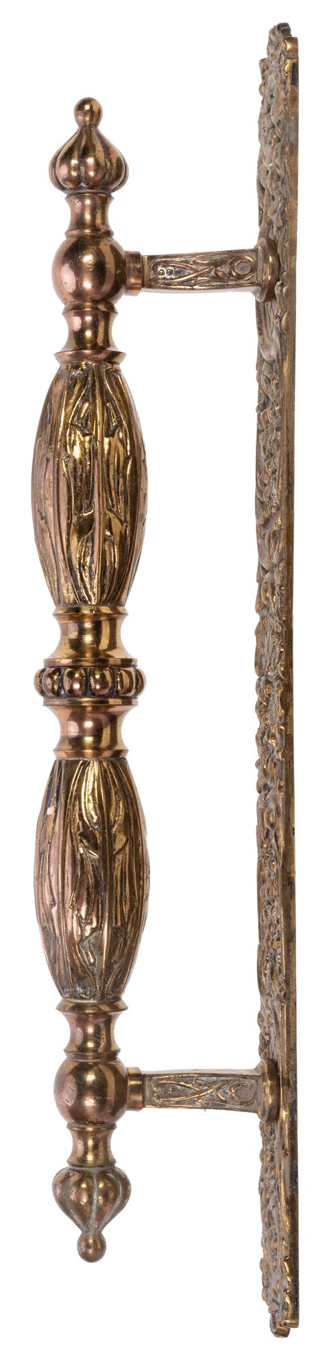 Lot Detail - Large Antique Brass Church Door Handle. Ornately embossed.