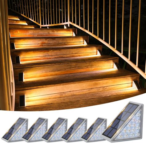 VOLISUN Solar Stair Lights 6 Pack, Solar Step Lights Outdoor Waterproof ...