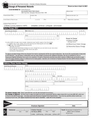 Change Of Personnel Records - Anne Arundel County Public Schools ...