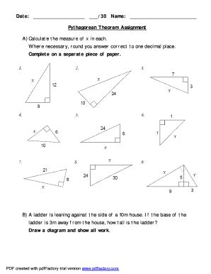 Pythagorean Theorem Assignment - Fill Online, Printable, Fillable ...