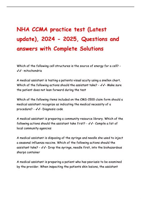 NHA CCMA practice test (Latest update), , Questions and answers with ...