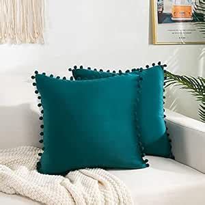 Buy Amazon Brand - Umi Velvet Pompom Cushion Cover 16x16 Inch - Set of ...