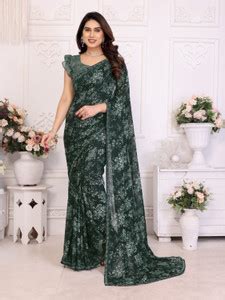 Buy TTH Printed Bollywood Georgette Green Sarees Online @ Best Price In ...
