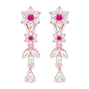 GIVA 925 Silver Rose Gold Classic Floral Dangler Earrings| drops to ...