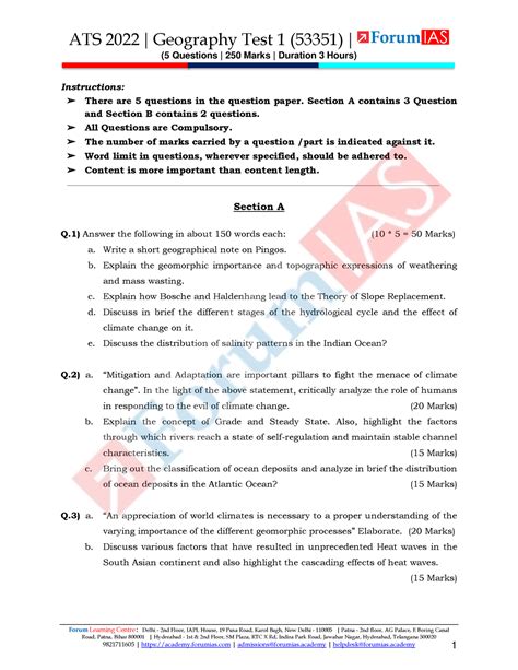 Ats 2022 batch 1 geography test 1 qp - ATS 2022 | Geography Test 1 ...