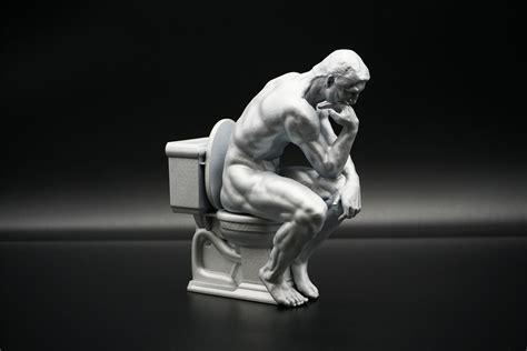 The Thinker on Toilet Sculpture - Funny Bathroom Decor - Restroom Decoration - Newcomer ...