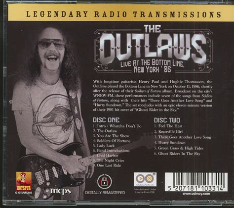 The Outlaws CD: Live At The Bottom Line, New York '86 (2-CD) - Bear ...