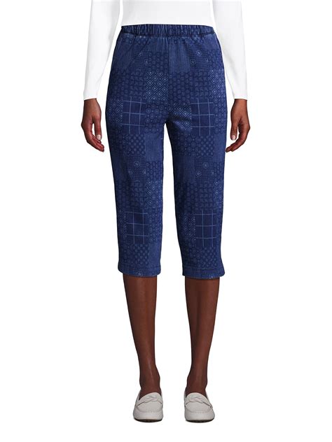 Lands' End Women's Petite Sport Knit Denim High Rise Elastic Waist Pull ...