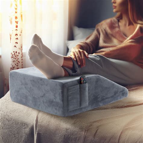 Leg Elevation Pillow for Sleeping - 8" Memory Foam Flat Top Bed Wedge Body Positioner, Gray ...