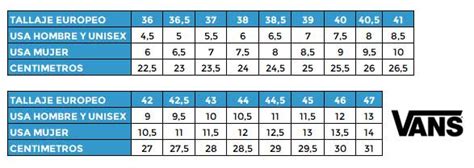 talla vans cm