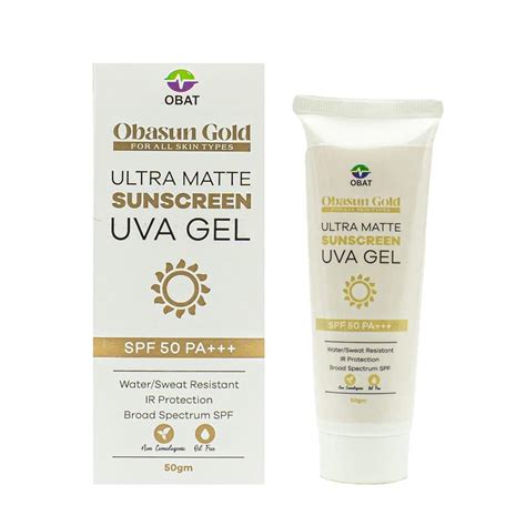 OBAT Obasun Gold Sunscreen Gel SPF50 PA +++, Gel Sunscreen With Matte ...