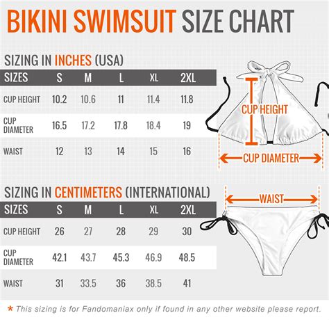 Bikini Swimsuit Size Chart - Fandomaniax