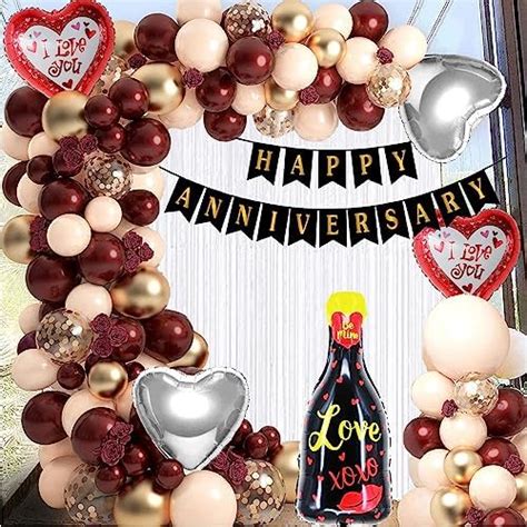 Rozi Decoration Romantic Happy Anniversary Balloons Garland Decoration ...