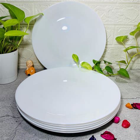 Buy Homefrills Premium Opal Glass Plain White 6 Pieces Plate Set for ...