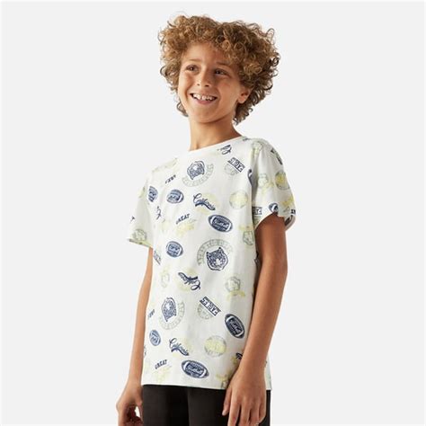 Juniors Varsity Print T-shirt with Short Sleeves