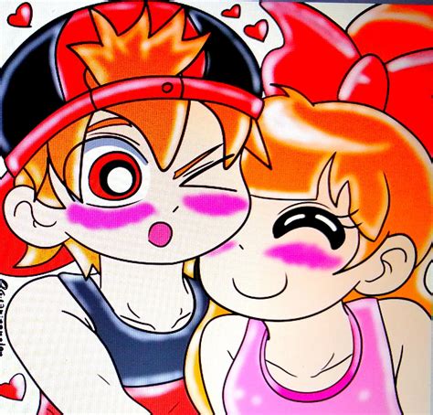 Powerpuff Girls Z Blossom And Brick Kiss Colouring Powerpuff Girls