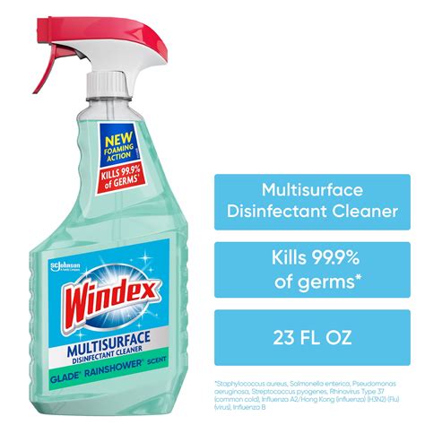 Windex Disinfectant Cleaner, Multi-Surface Spray, Glade Rainshower ...